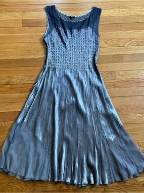 Komarov Dresses | Komorov Richly Pleated Ombr Satin Tiered Chiffon Hemline Midi